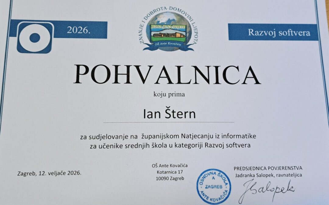 Županijsko natjecanje iz informatike 2026. – Razvoj softvera za učenike srednjih škola